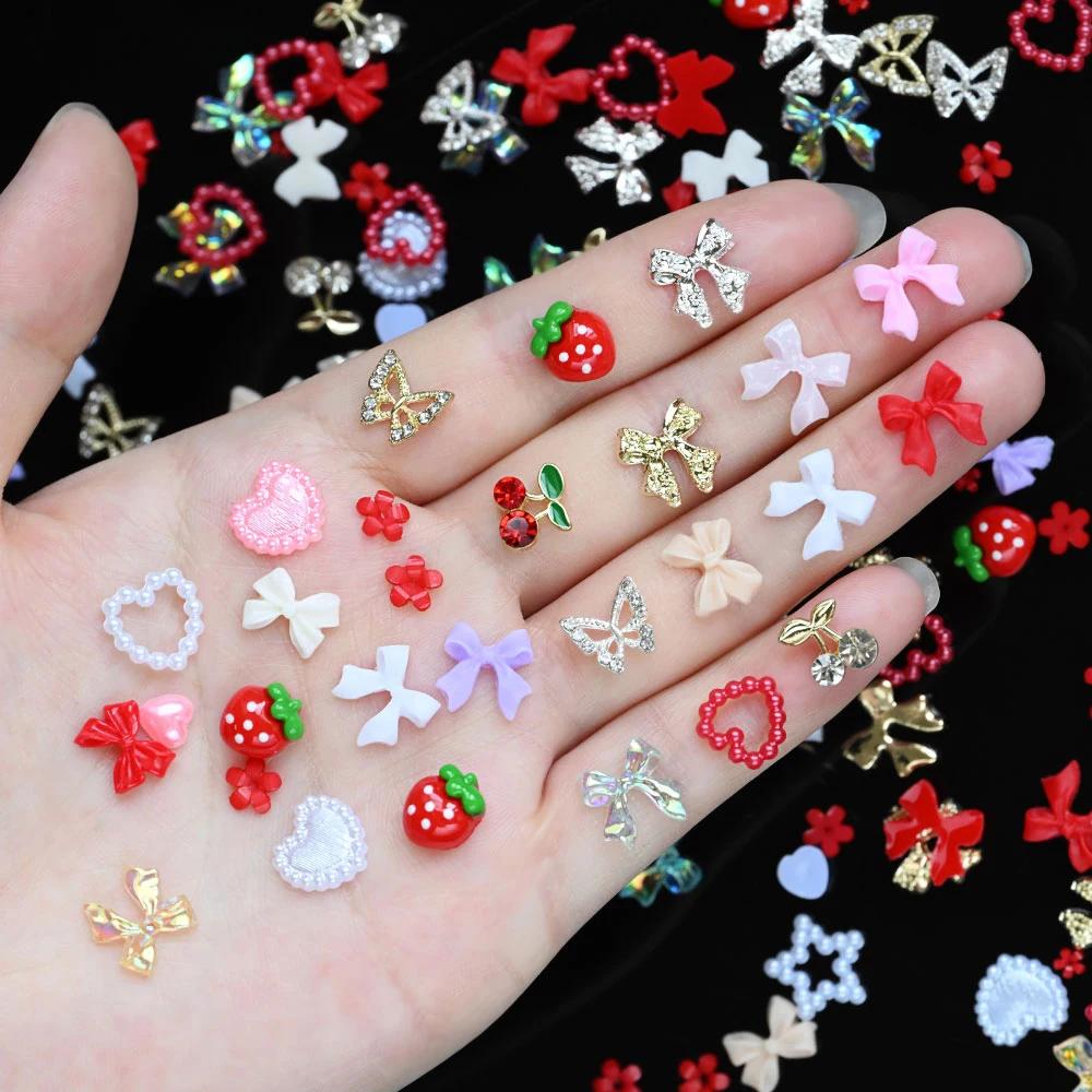 Breloques pour ongles en résine rouge