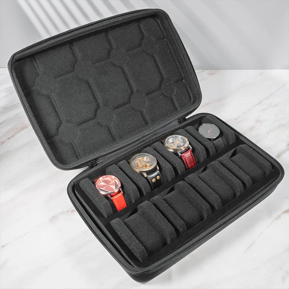 Boîte à montres organisatrice avec support d'affichage pour hommes et femmes rangement montres-bracelets et montres intelligentes occasions spéciales cadeau d'anniversaire noël