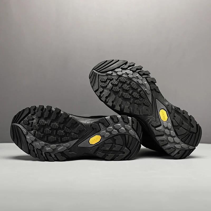 Bottes de randonnée hiver homme HIKEUP en daim de haute qualité avec semelle antidérapante pour trekking et activités de plein air