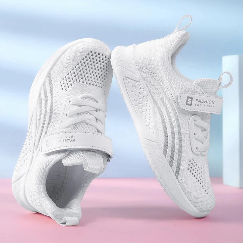 Chaussures de course légères en maille blanche pour fille - Baskets colorées mode été automne 2025