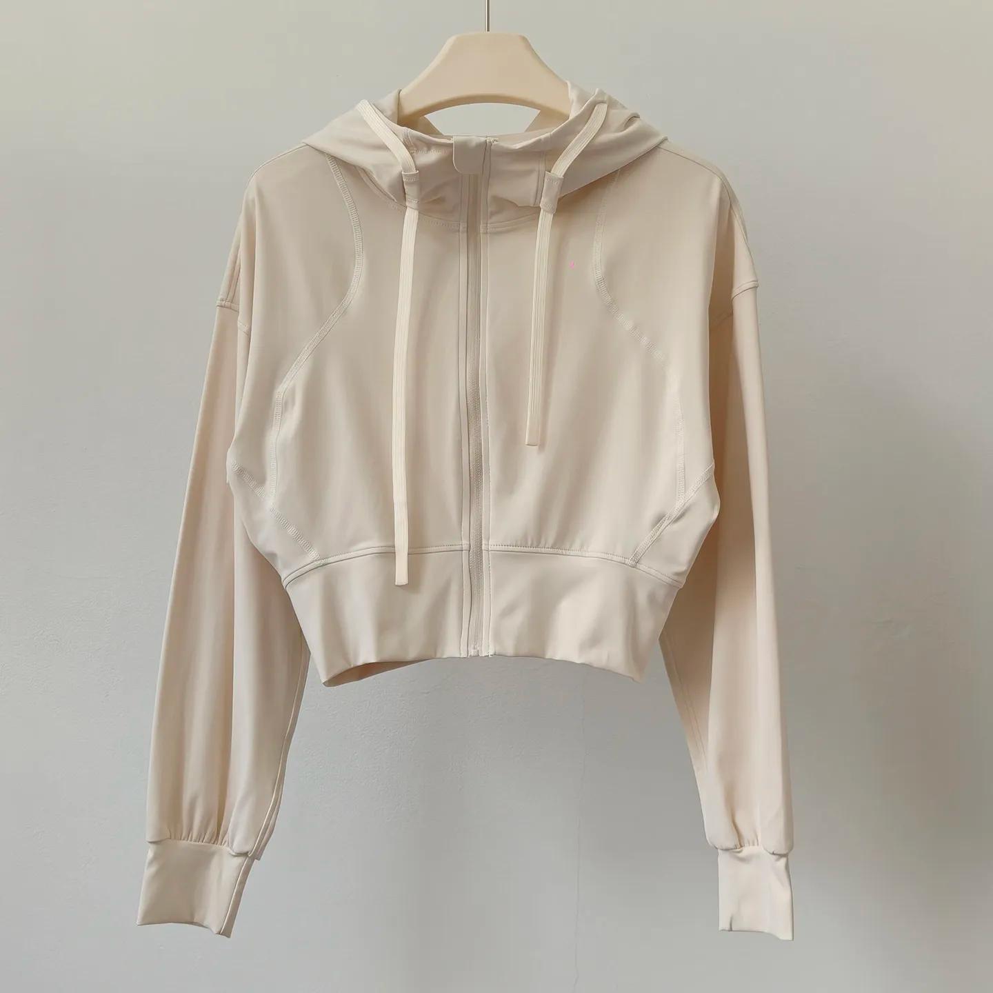 Vêtements de yoga, hauts à manches longues, chemises, vêtements d'entraînement de Pilates pour femmes, coupe ajustée, à capuche, décontractés, veste de sport courte