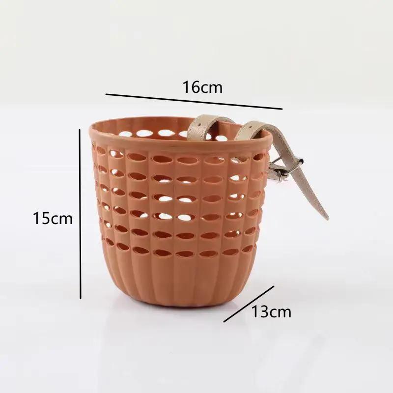 Panier de vélo pour enfants, panier de rangement durable avec sangles réglables en PU, panier de guidon pour enfants, filles, vélo en plein air, tout-petits