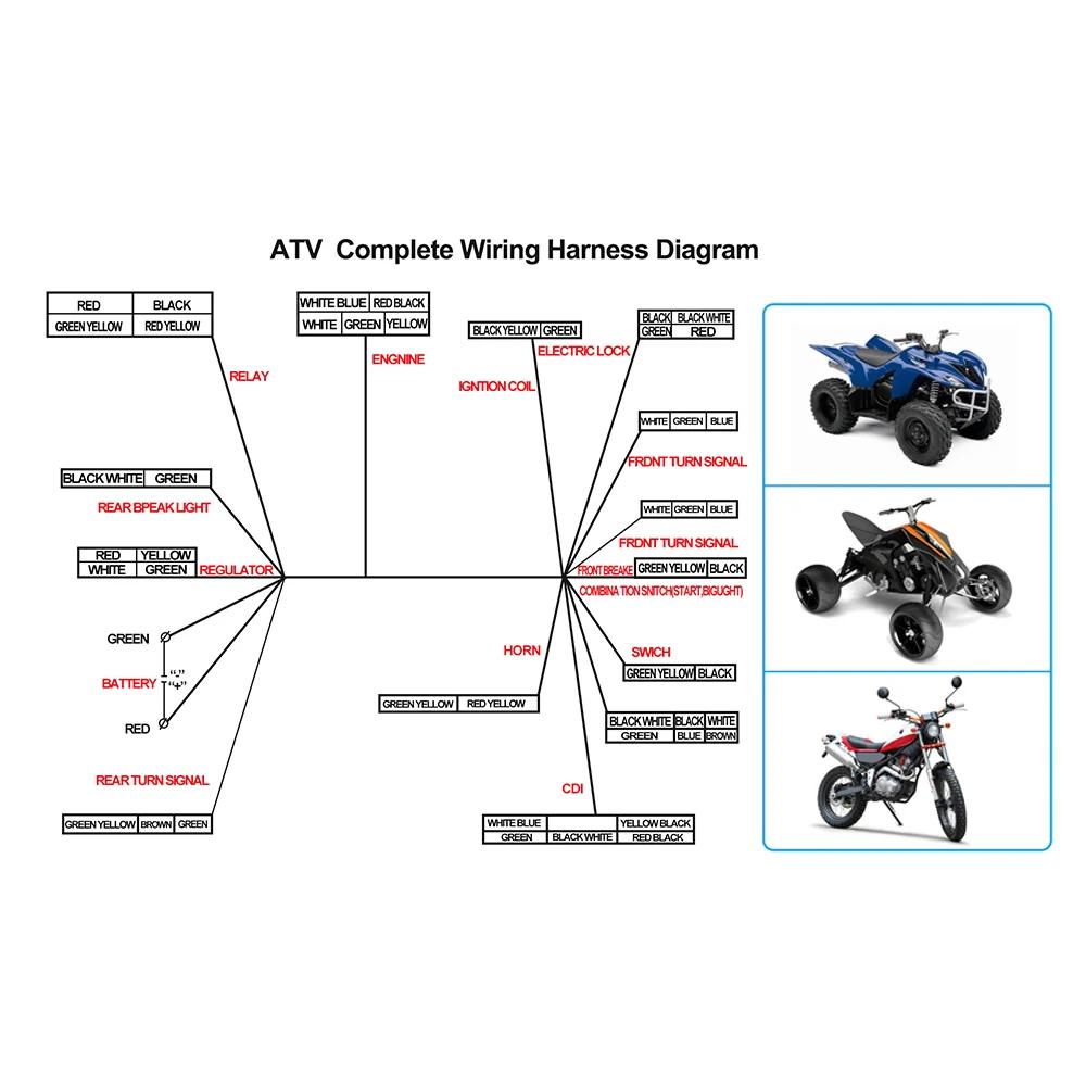 Kit de câblage électrique complet pour moto 4 temps 50 70cc 90cc 110cc 125cc, Motocross ATV Quad Pit Dirt Bike Buggy Go Kart