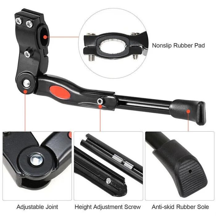 Béquille de vélo réglable en alliage d'aluminium, béquille latérale de vélo