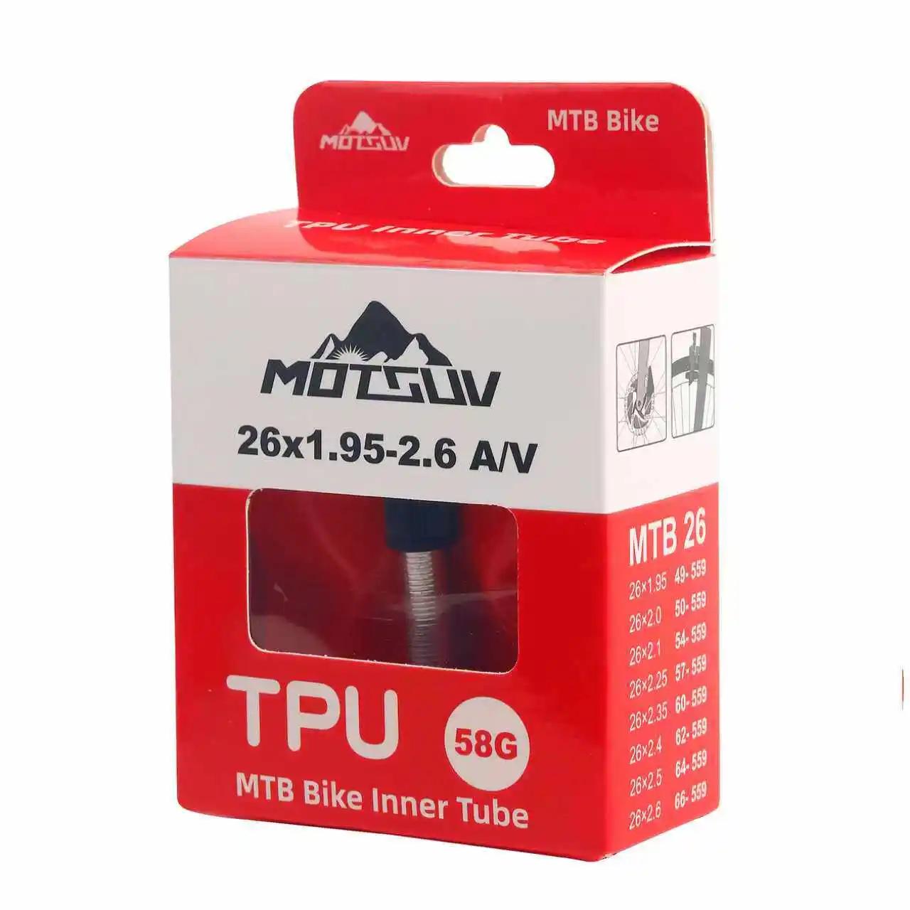 Chambre à air de vélo de montagne ultra-légère 26/27,5/29 pouces anti-crevaison en TPU, avec valve métallique, portable et élégante