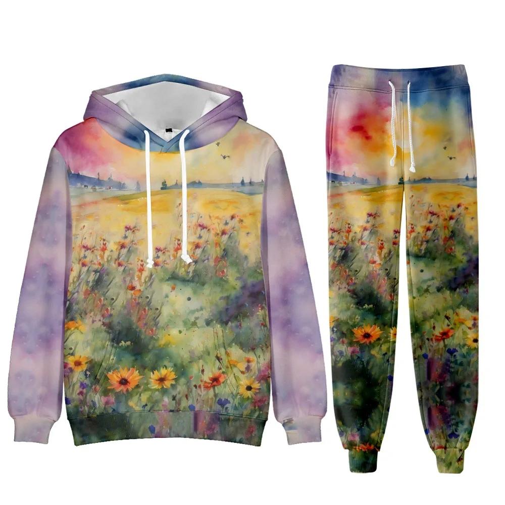 Survêtement Floral Chic Et Élégant Pour Femme Tenue De Sport Amusante Salon Jogging Respirant Occasions Spéciales
