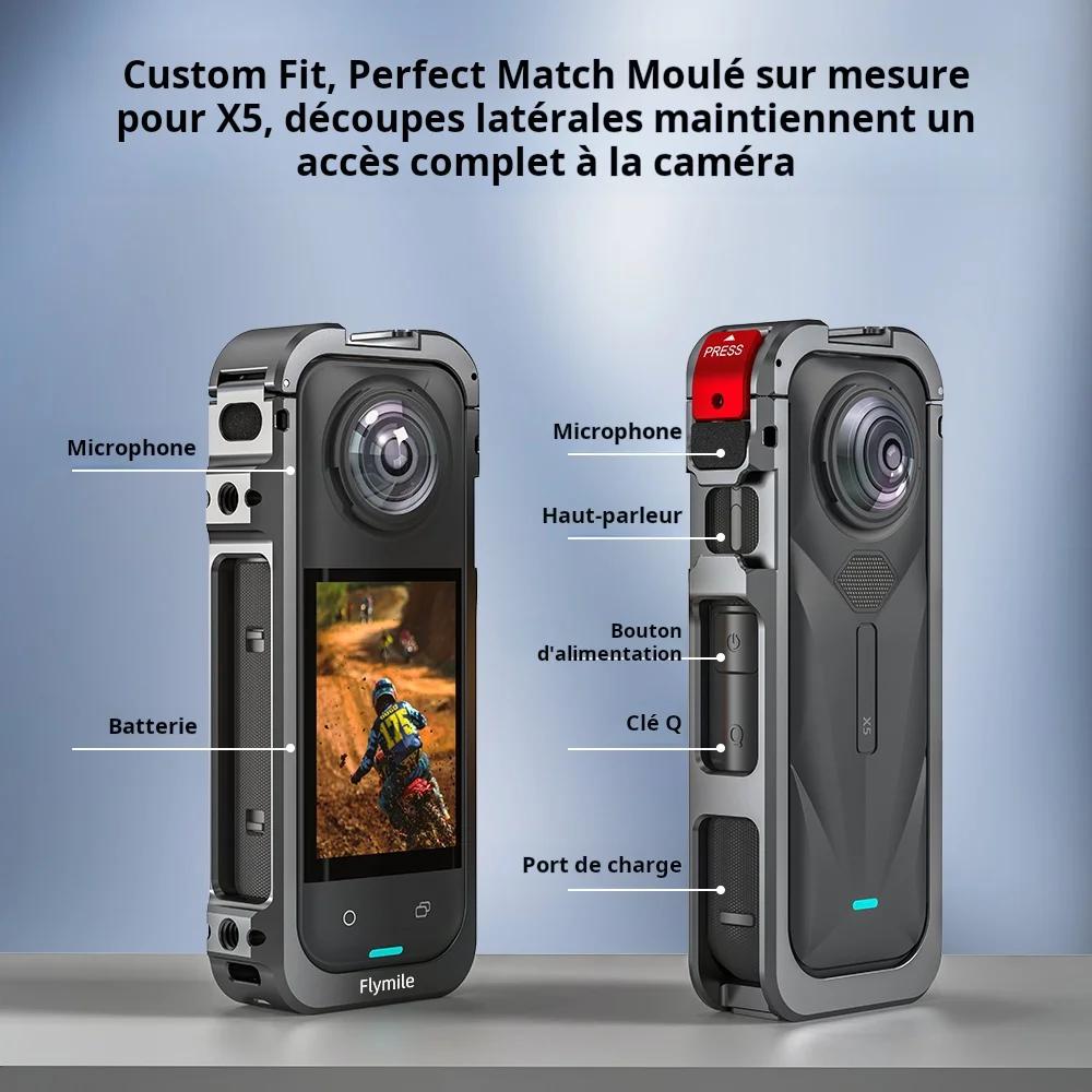 Flymile X5 Cage – Boîtier de protection métallique pour Insta360 X5