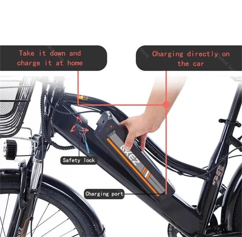 Vélo électrique adulte 2 places 26 pouces 350W 36V vélo de ville électrique à 2 roues avec panier/amortisseur 35 km/h batterie amovible