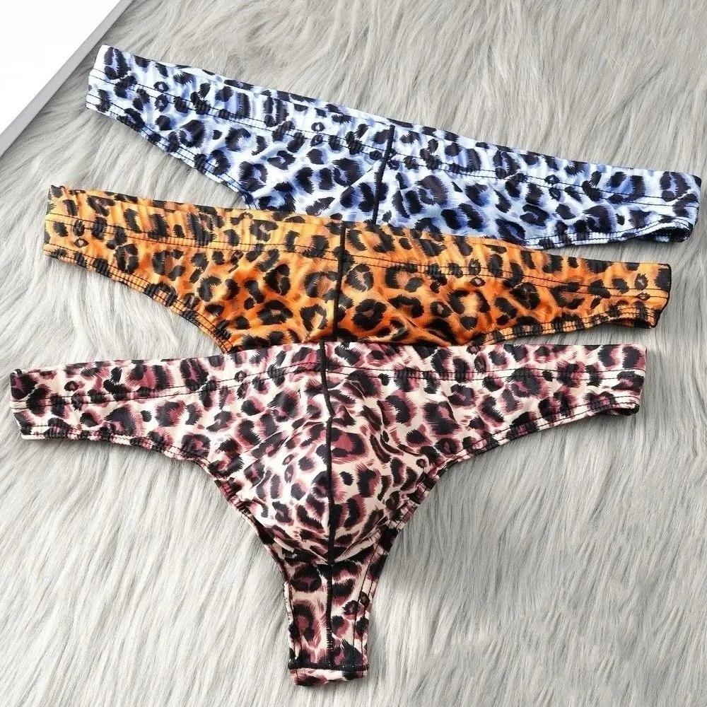 Sous-vêtements pour hommes, lingerie pour hommes, caleçons imprimés léopard, string taille basse, culottes pour hommes, respirantes, fines, slips pour hommes