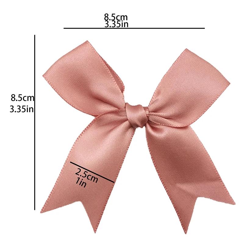 (50 pièces/paquet) 85*85mm ruban rose frais nœuds de petite taille