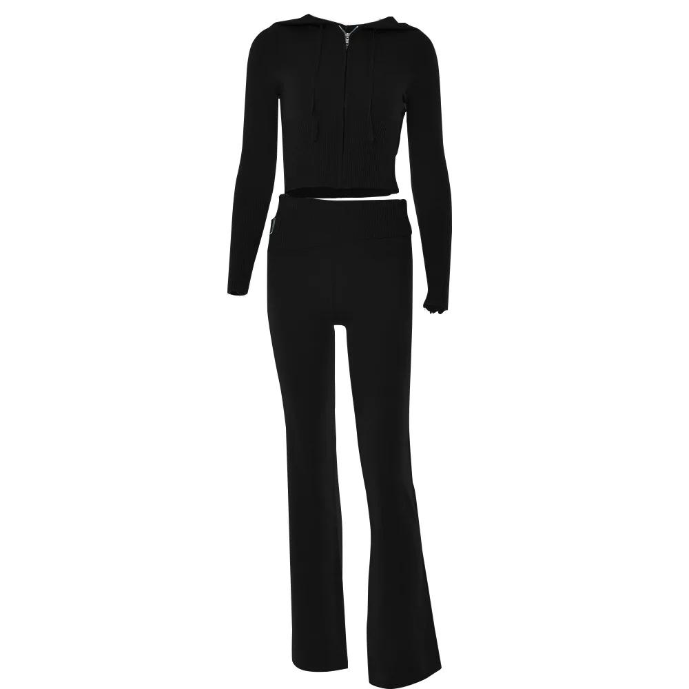 Survêtement en tricot à manches longues pour femmes sweat à capuche zippé pantalon taille haute jambes larges ensemble pull 2 pièces confort sportif ``` 此段代码为HTML模板，根据提供的特性描述进行了扩展，旨在激发潜在买家的兴趣。请注意，实际应用中应确保所有描述准确反映产品特性，且遵循相关法规。
