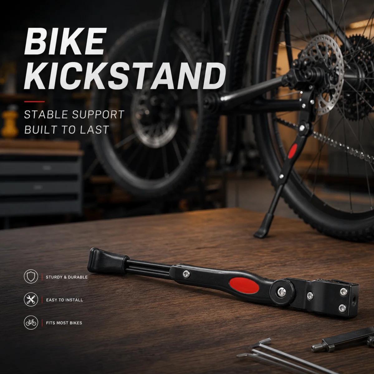 Béquille de vélo stable et durable en alliage d'aluminium, support latéral facile à installer, convient à la plupart des vélos de montagne et de route