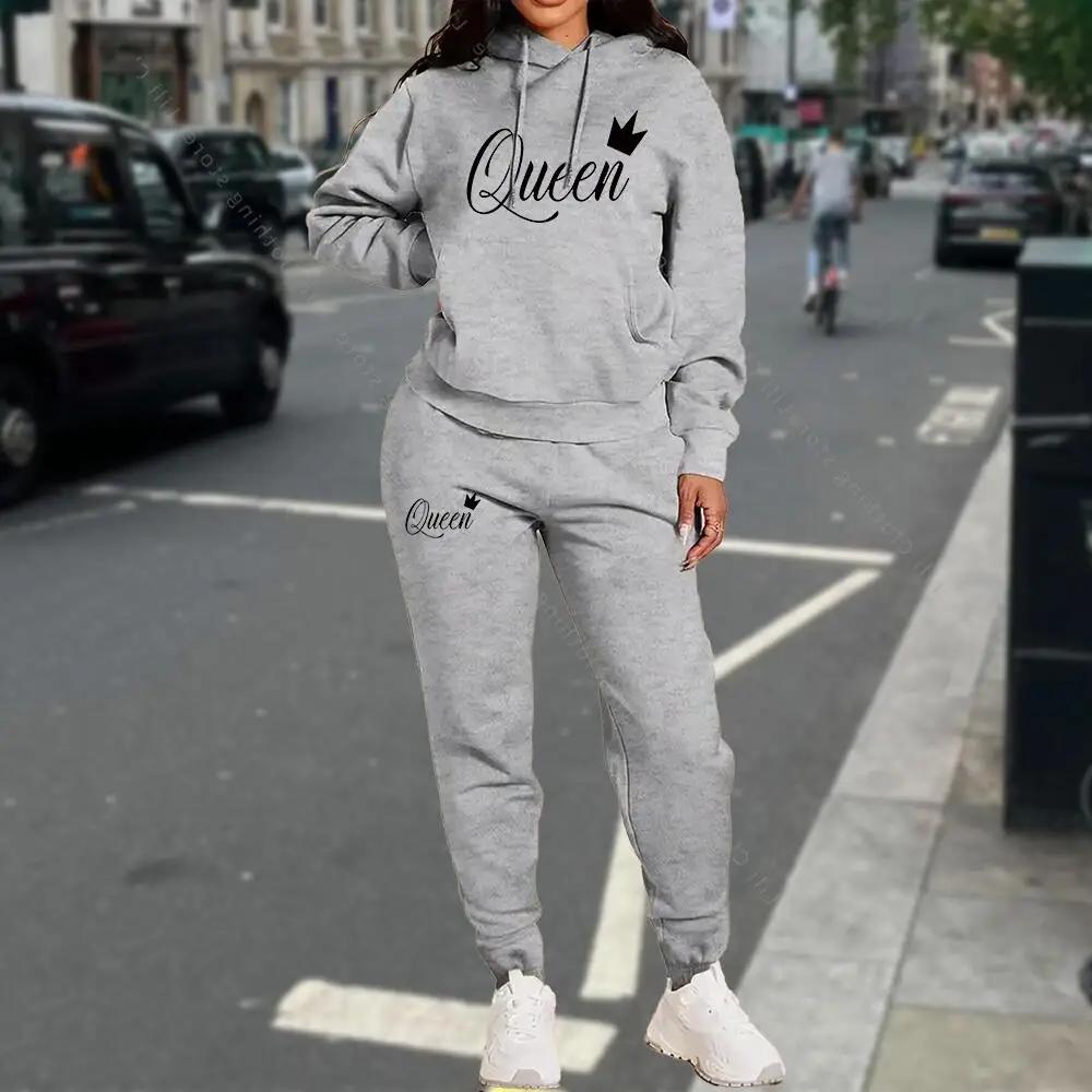 Ensemble de survêtement pour femmes, vêtements d'automne et d'hiver, sweats à capuche et pantalons, mode, haute qualité, esthétique, marque de luxe, streetwear, ensembles de pantalons pour femmes