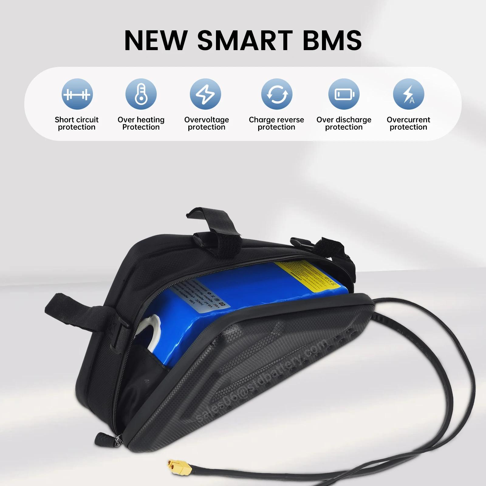 Batterie lithium-ion triangulaire pour moteur de vélo électrique, petite taille, 36V, 48V, 52V, 13Ah, 15Ah, 18Ah, 18650, 21700, 500W, 750W, 1000W