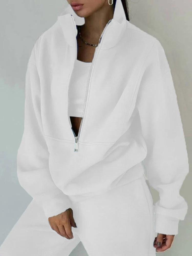 Survêtement 2 pièces pour femmes élégant mode automne hiver confortable chaud fermeture éclair vêtements de sport décontractés occasions spéciales activité sportive journée de repos voyage chez soi