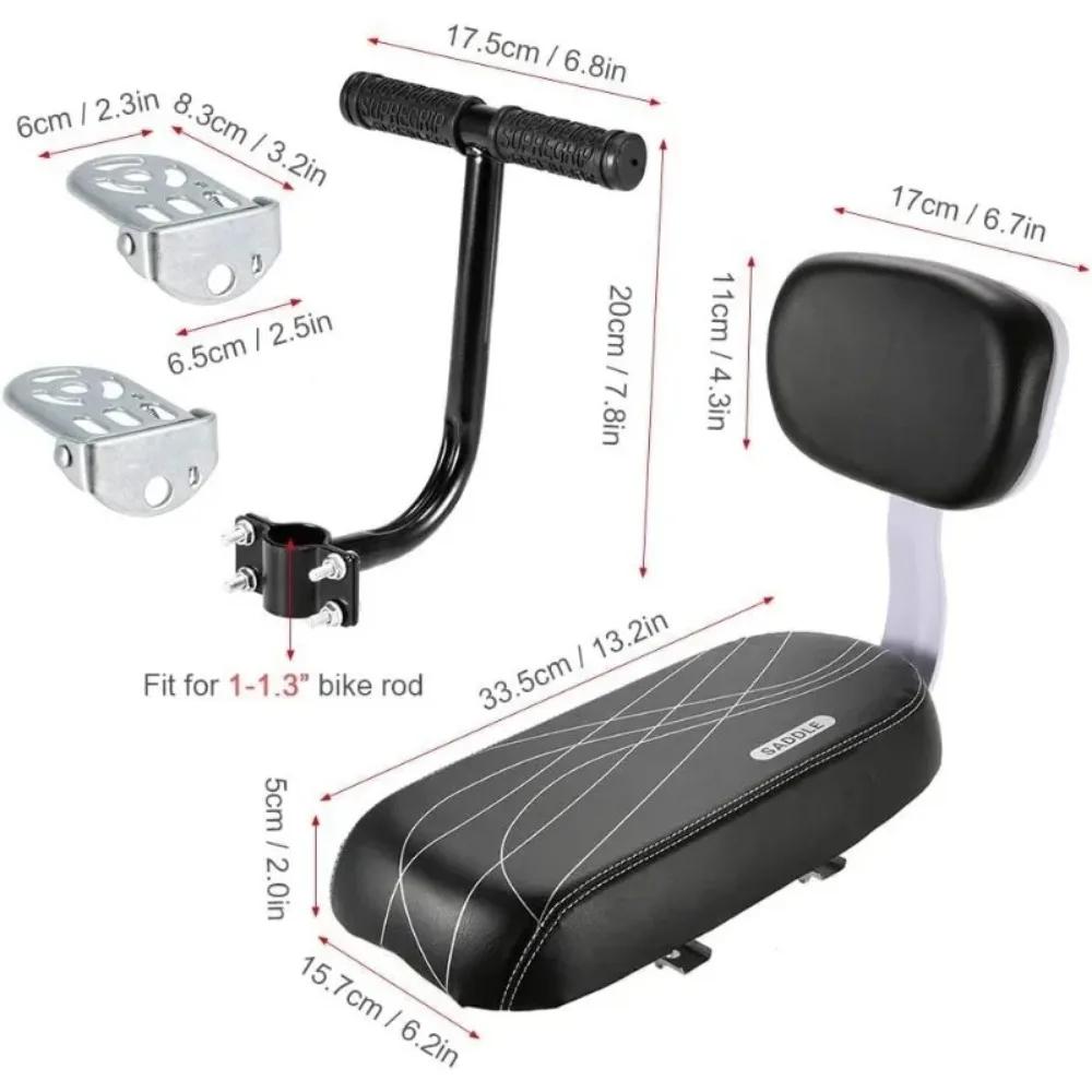 Nouveau siège enfant pour vélo avec coussin, kit de siège arrière, sonnette, repose-pieds, poignée et ensemble de sécurité pour enfant occasions familiales sorties en ville cadeau anniversaire
