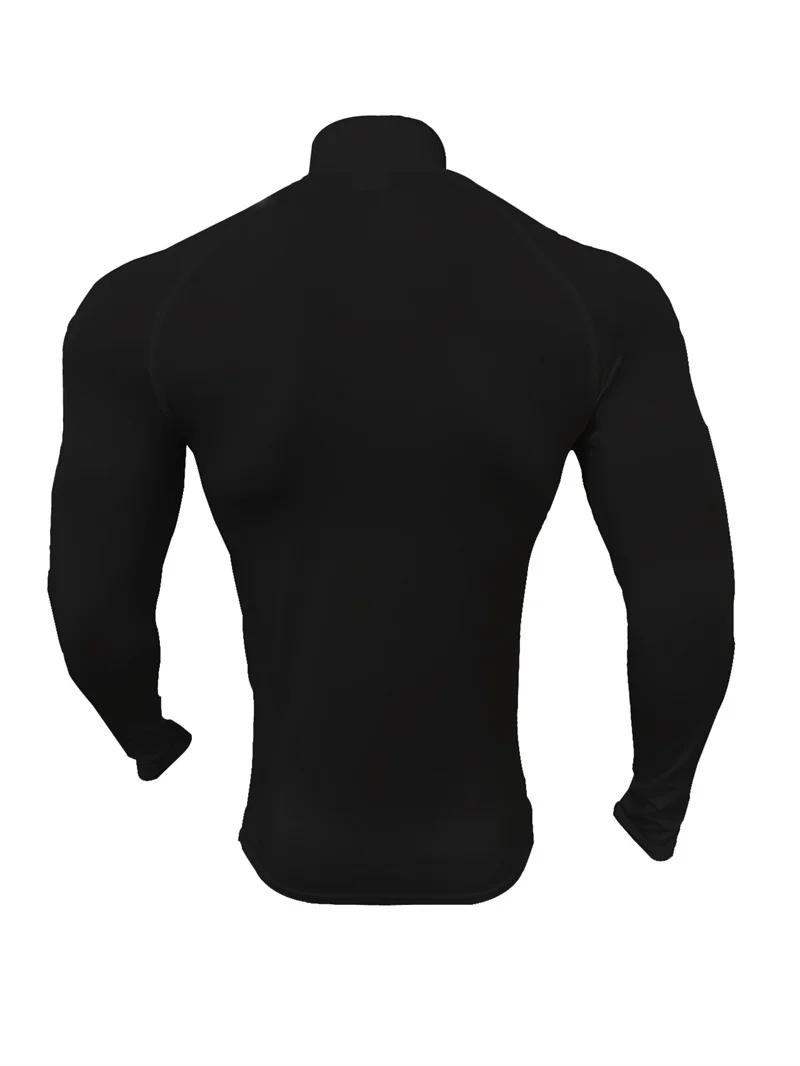 T-shirt de compression fitness homme manches longues demi-zip pour gym et course - Élastique et respirant