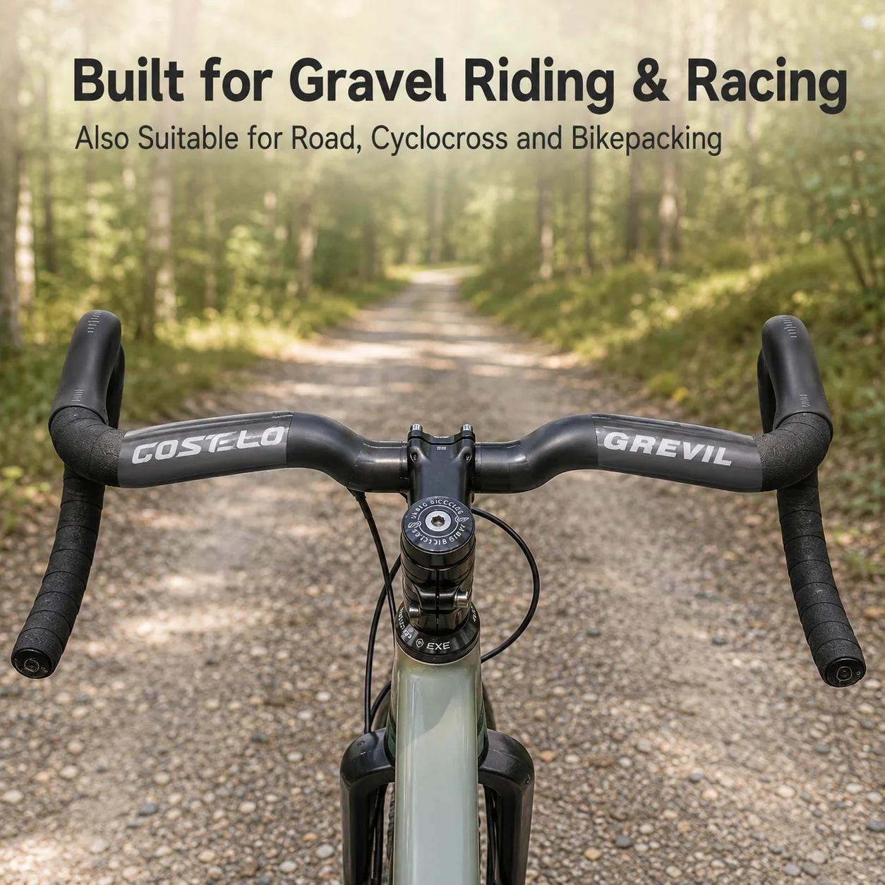 Guidon de vélo de gravier en carbone GREVIL T1000, barre de descente 31,8 mm 38/40/42 cm pour vélo de route, gravier, cyclocross