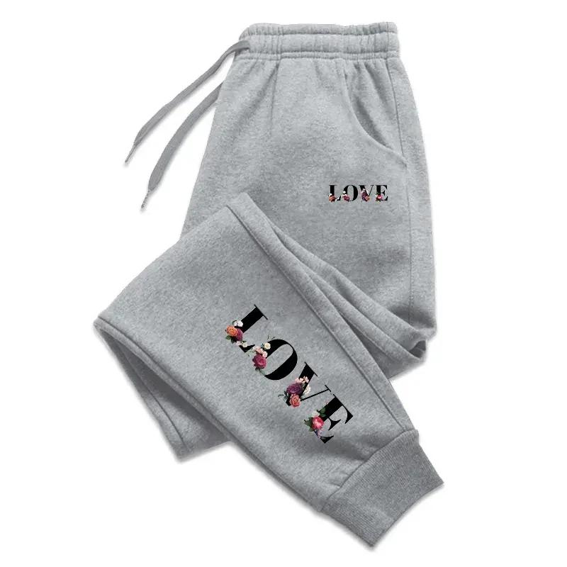 Pantalon de survêtement pour femmes design moderne imprimé lettre d'amour élégant pour sport et quotidien occasions spéciales décontracté et polyvalent