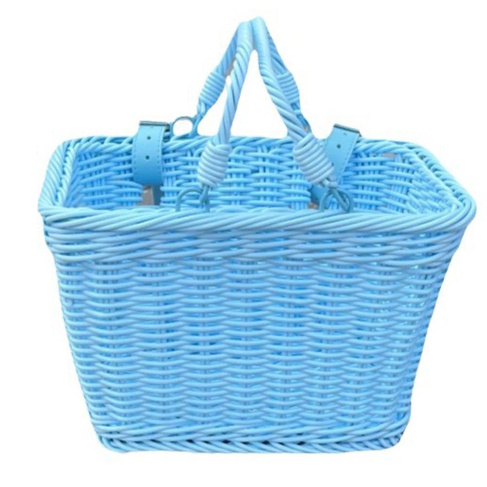 Panier avant de vélo avec poignées, panier de vélo carré mignon, panier de guidon imperméable pour vélos d'enfants et d'adultes