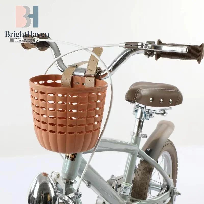 Panier de vélo pour enfants, panier de rangement durable avec sangles réglables en PU, panier de guidon pour enfants, filles, cyclisme en plein air, tout-petits