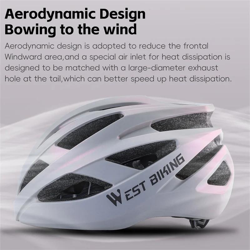 WEST BIKING-Casque de vélo léger intégré pour femme, multicolore, aérodynamique, vélo de route, casques de planche à roulettes