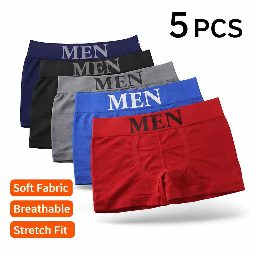 Boxer pour hommes, 5 pièces