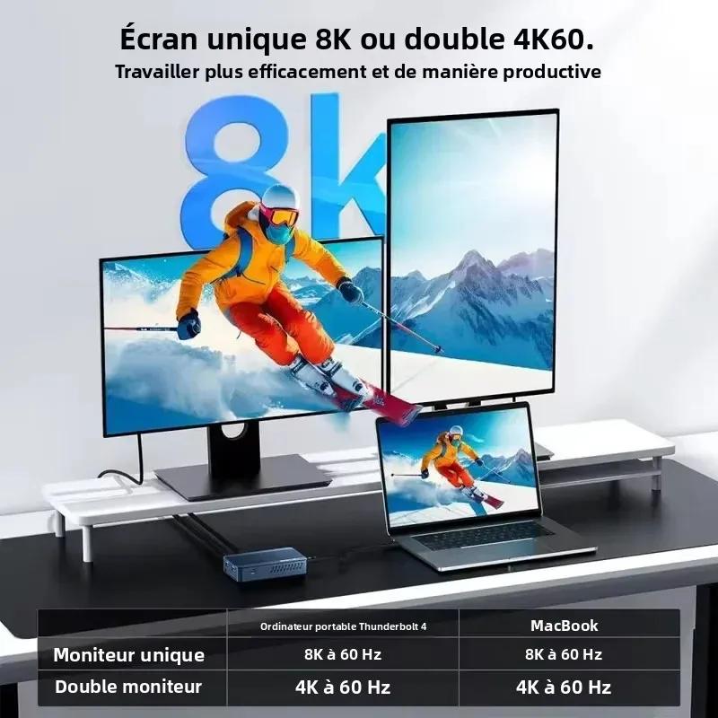 Boîtier Acasis USB-C 40 Gbit/s compatible Thunderbolt/USB 4 M.2 NVMe SSD | Station d'accueil double écran avec HDMI/DP 8