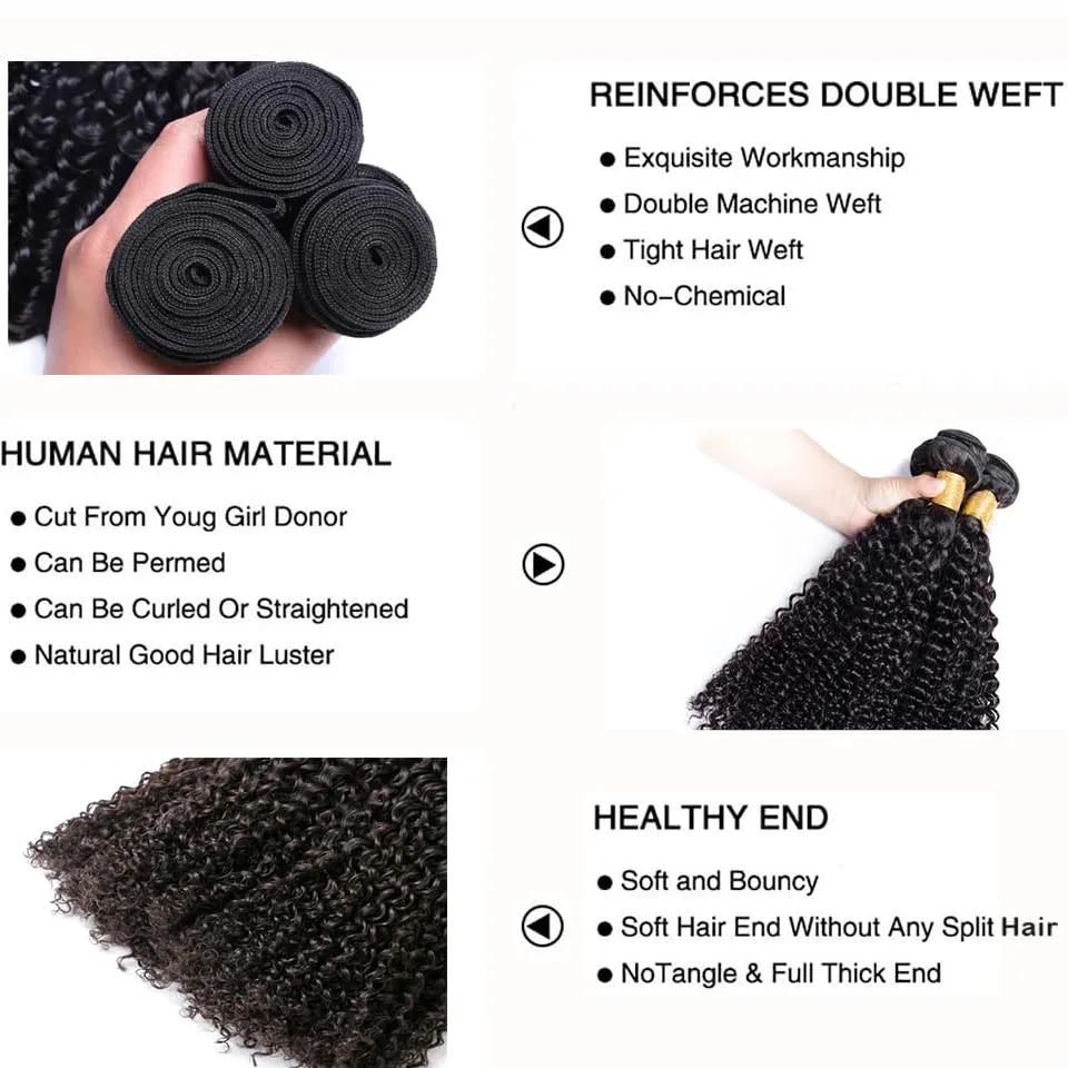 28 30 pouces Afro crépus bouclés cheveux humains Bundle Deal brésilien