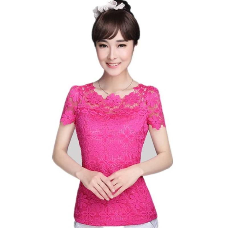Grande taille femmes dentelle Blouse chemise décontracté solide creux