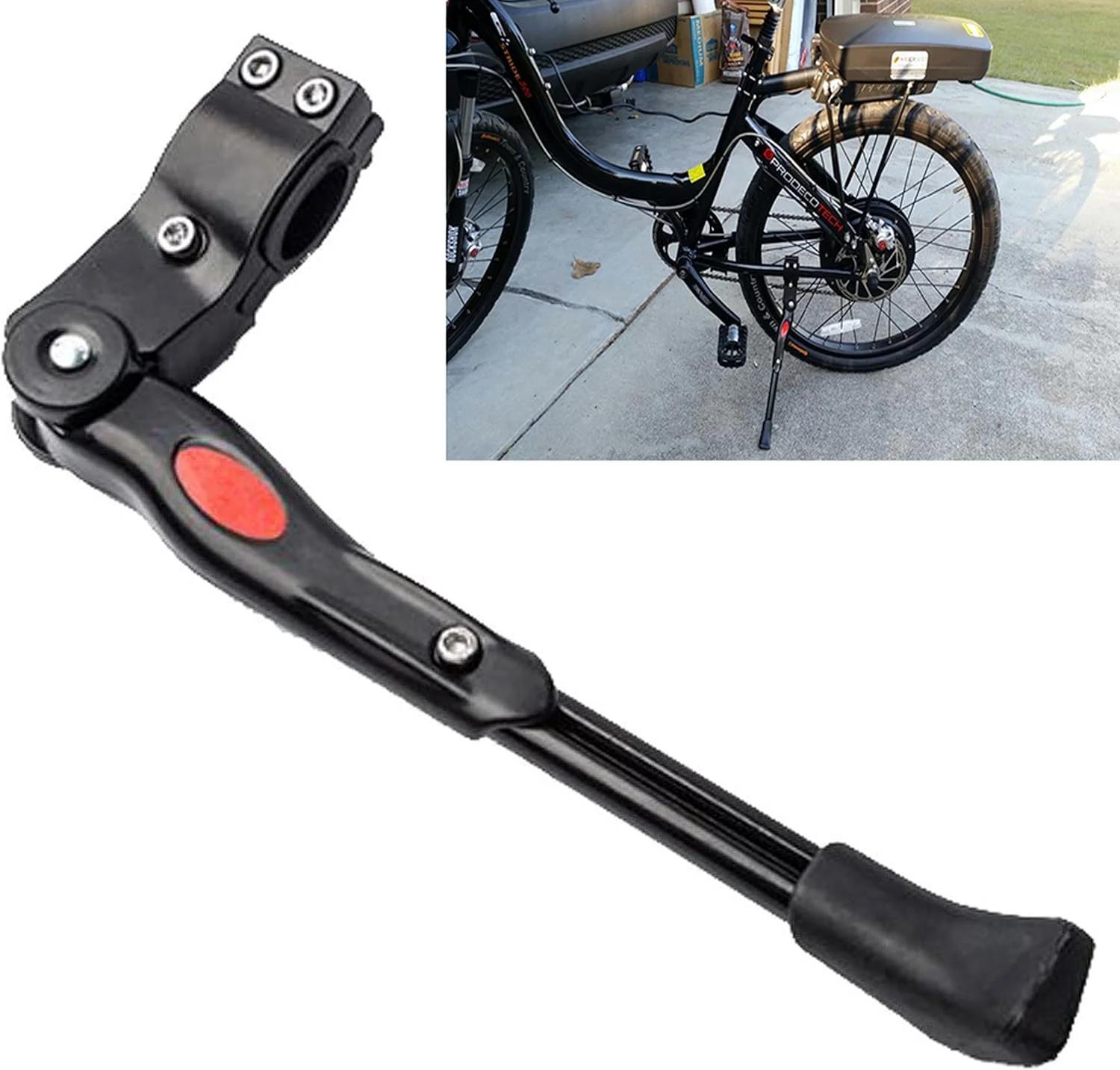 Béquille de vélo, support de vélo réglable en aluminium, béquille latérale à montage arrière, compatible avec les vélos de 20 à 27,5 pouces (noir)