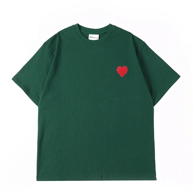 AMI AMORING nouveau en forme de coeur une broderie décontracté coton coupe ample hommes et femmes haut à manches courtes