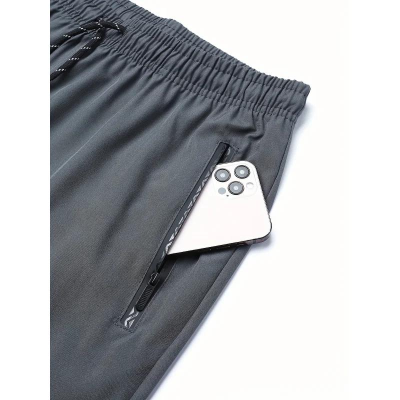 Vêtements pour hommes grande taille, pantalon de jogging décontracté à haute élasticité, coupe ample, poche zippée, respirant, pantalon de fitness