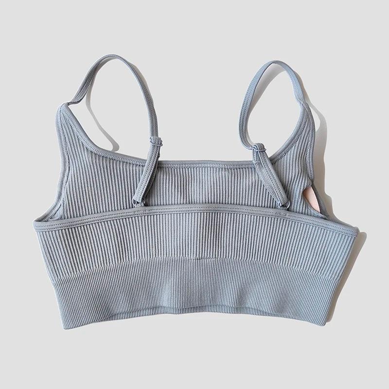 Haut court femme sexy sans couture soutien-gorge dos nu yoga gym fitness débardeur sport