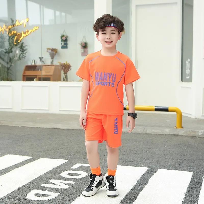 Survêtement de tennis à manches courtes pour enfants, t-shirt et objectifs, olympiques de sport pour garçons, vêtements d'été, ensemble 2 pièces, 4 ans à 12 ans