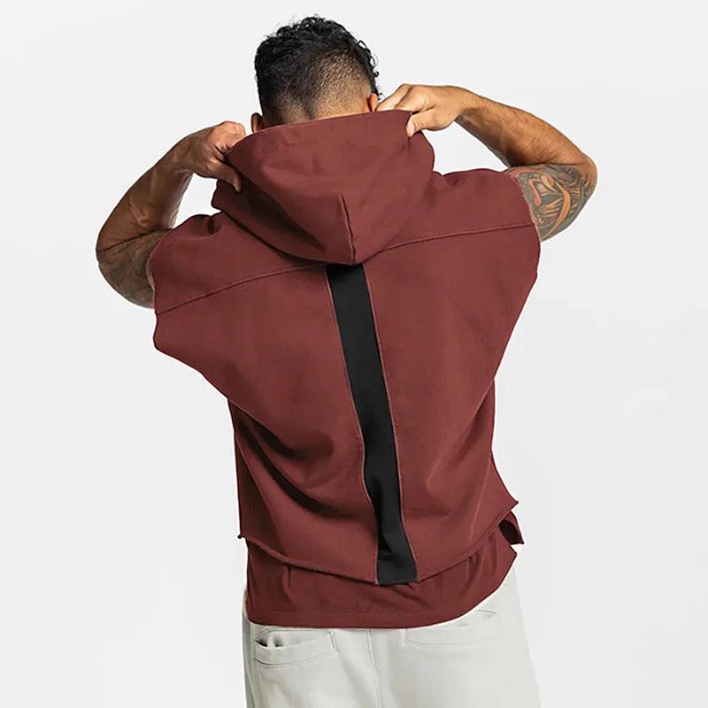 Débardeur de musculation pour hommes sans manches gilet coton à capuche vêtement de fitness entraînement gym tenue sportive homme