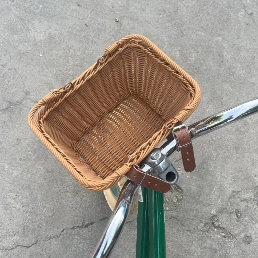Panier avant de vélo avec poignées, panier de vélo carré mignon, panier de guidon imperméable pour vélos d'enfants et d'adultes