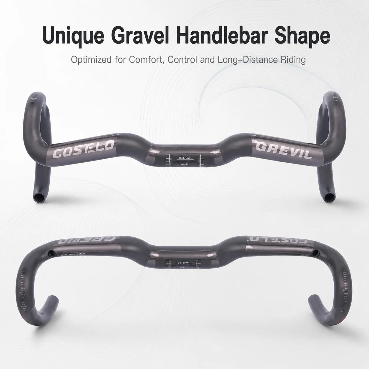 Guidon de vélo de gravier en carbone GREVIL T1000, barre de descente 31,8 mm 38/40/42 cm pour vélo de route, gravier, cyclocross