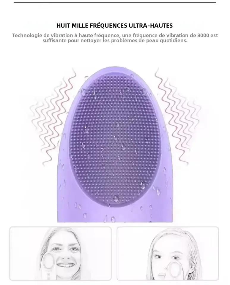 Brosse nettoyante électrique 4-en-1 en silicone pour le visage : exfoliation des points noirs