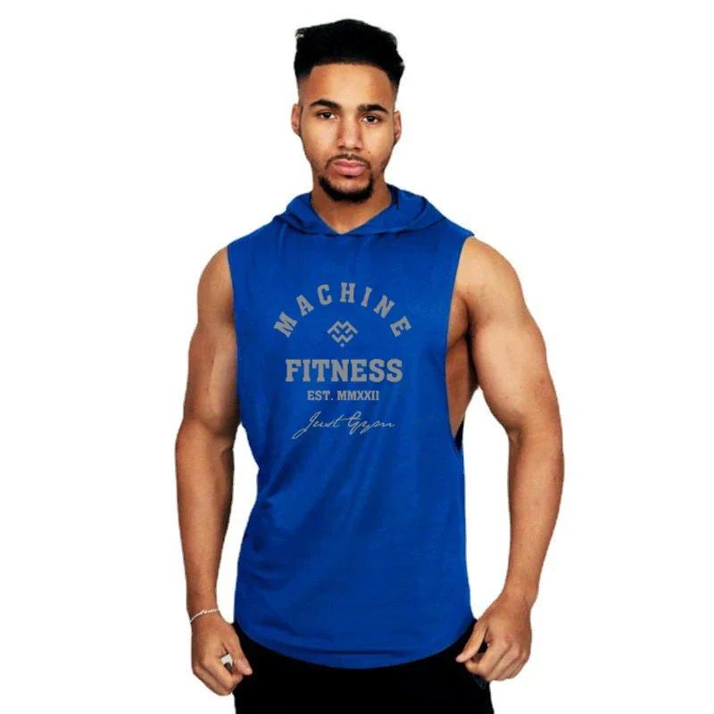 Vêtements de Sport à capuche homme débardeur été coton respirant Fitness musculation sans manches