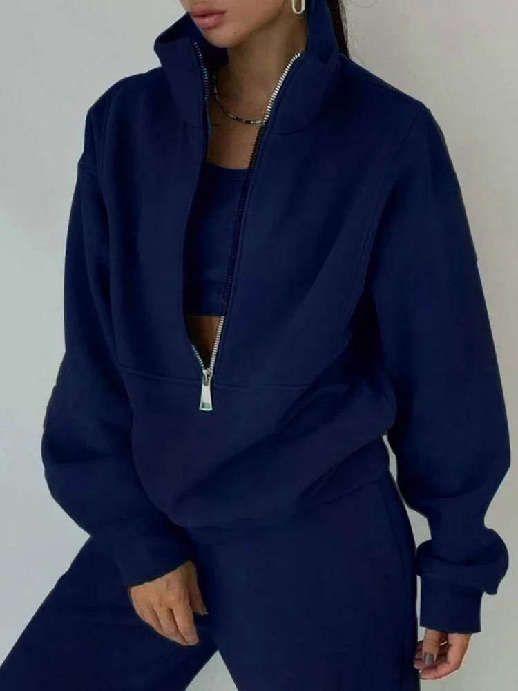 Survêtement 2 pièces pour femmes élégant mode automne hiver confortable chaud fermeture éclair vêtements de sport décontractés occasions spéciales activité sportive journée de repos voyage chez soi