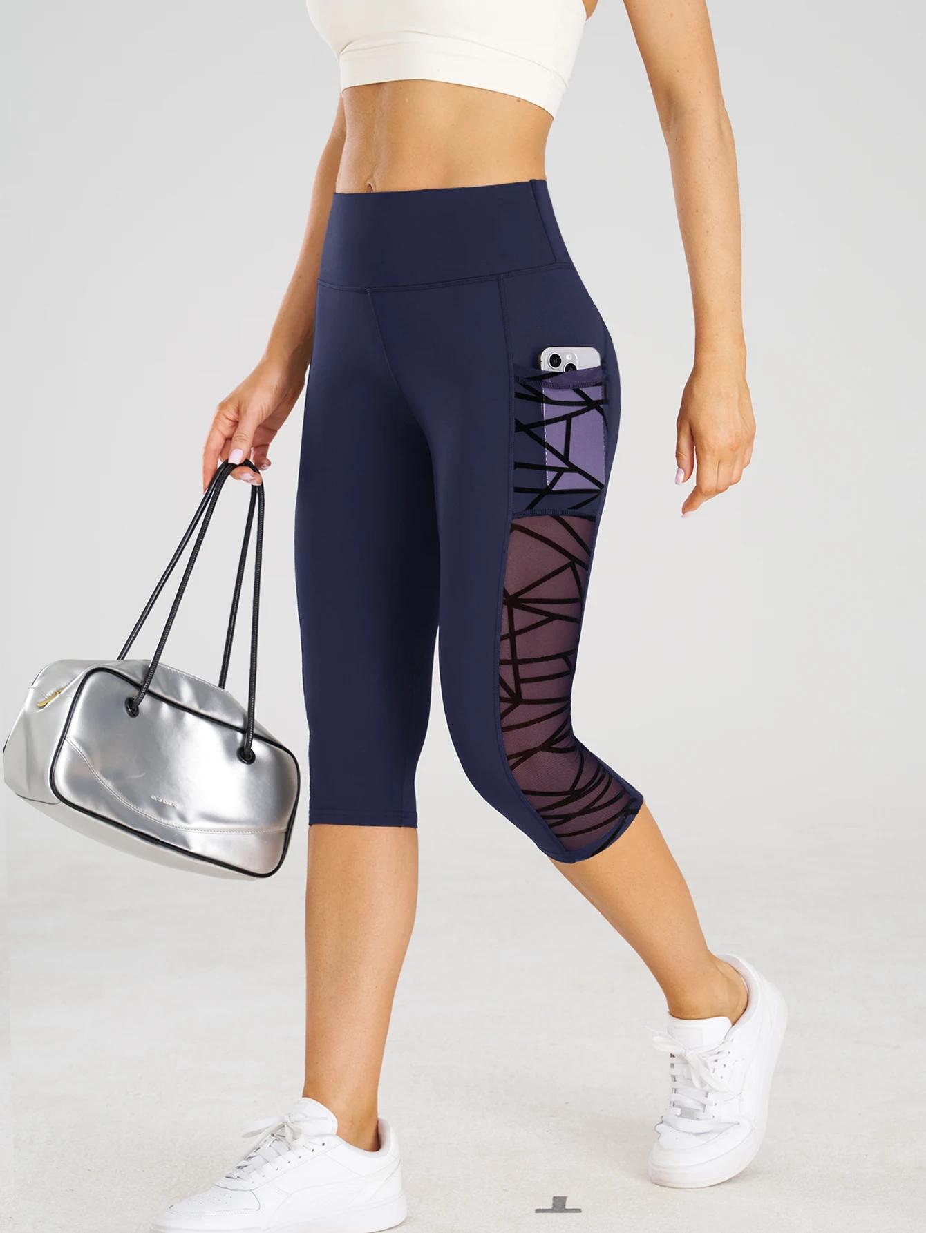 Taille haute Yoga pantalons courts Leggings avec poches sport Fitness décontracté serré