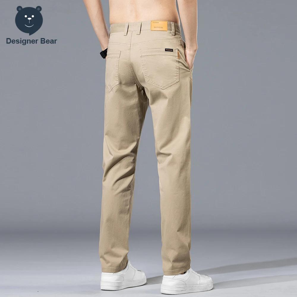 Pantalon décontracté pour homme, collection Printemps-Été, 97% coton, coupe droite, couleur unie, pour affaires et loisirs, long, kaki, gris, bleu
