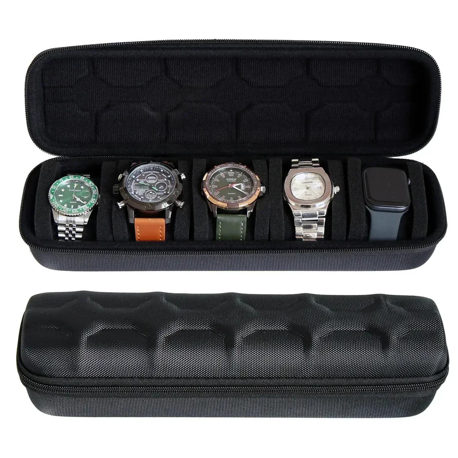 Boîte à montres organisatrice avec support d'affichage pour hommes et femmes rangement montres-bracelets et montres intelligentes occasions spéciales cadeau d'anniversaire noël