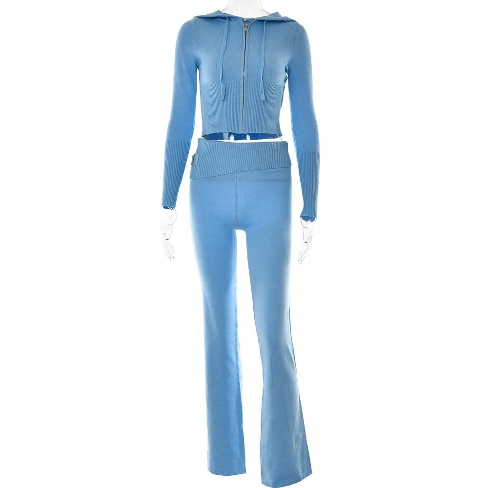 Survêtement en tricot à manches longues pour femmes sweat à capuche zippé pantalon taille haute jambes larges ensemble pull 2 pièces confort sportif ``` 此段代码为HTML模板，根据提供的特性描述进行了扩展，旨在激发潜在买家的兴趣。请注意，实际应用中应确保所有描述准确反映产品特性，且遵循相关法规。