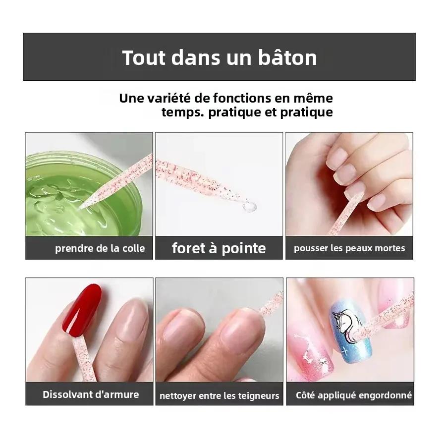 10/50/100 pièces bâton de cristal réutilisable Double extrémité Nail Art poussoir à cuticules outil de retrait de cuticu