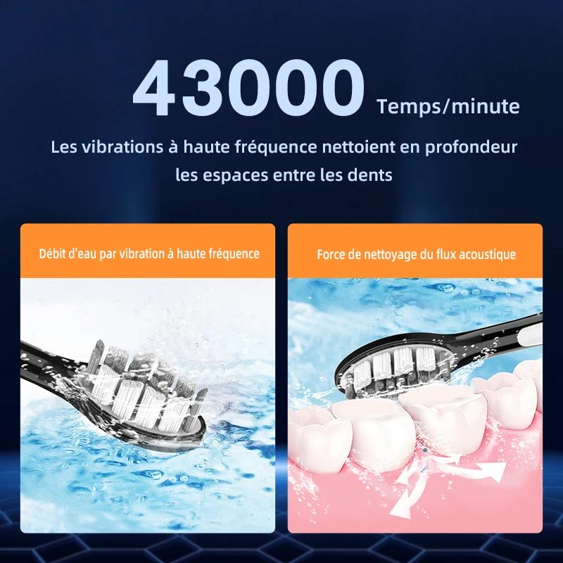 SUBORT S9 brosse à dents électrique sonique sans fil USB Rechargeable