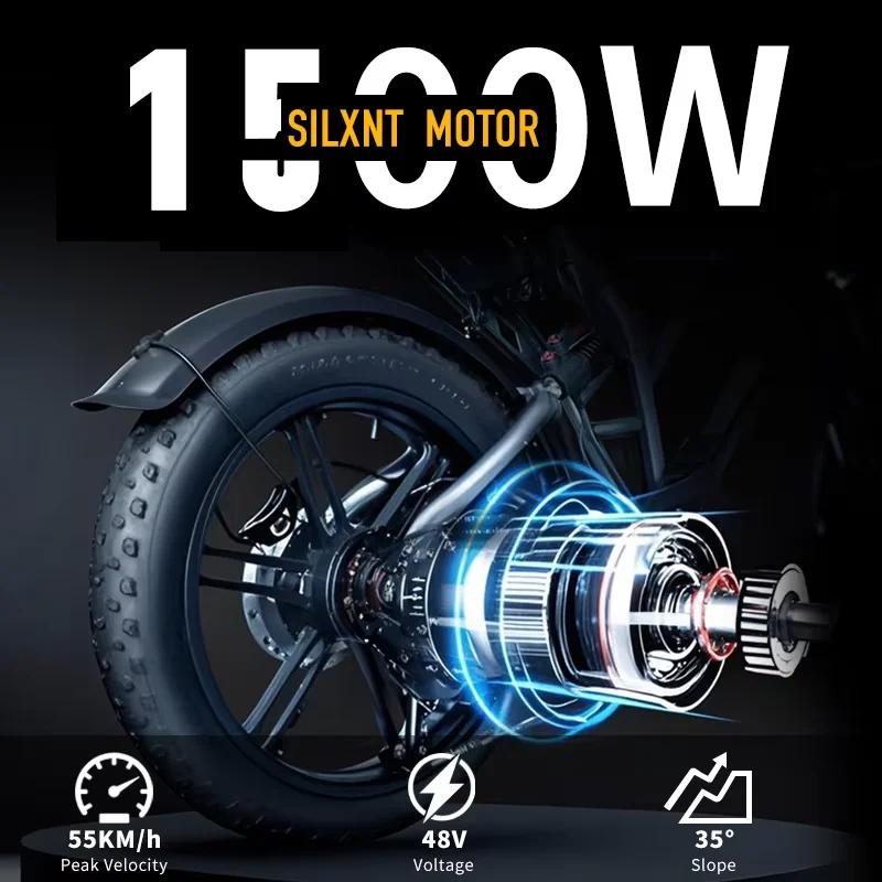 Vélo électrique 48V60Ah 1500W avec pneus larges de 20 pouces pour adultes, vélo de montagne tout-terrain, double batterie, sans frais de douane