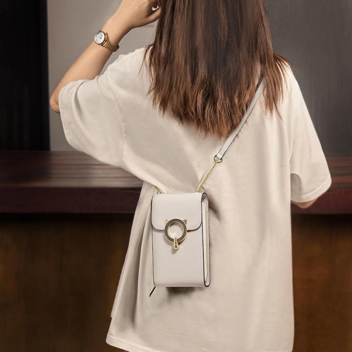 FOXER marque sac de téléphone portable en cuir fendu sac à bandoulière pour femme 2025 mode léger luxe