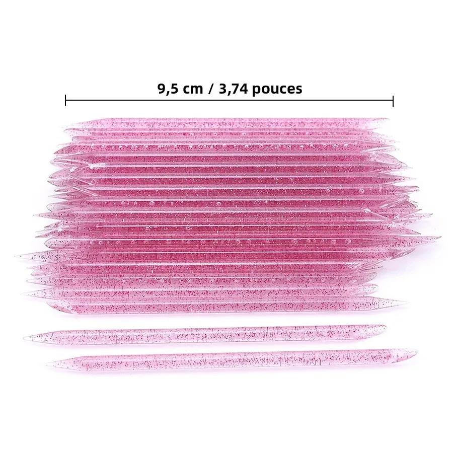10/50/100 pièces bâton de cristal réutilisable Double extrémité Nail Art poussoir à cuticules outil de retrait de cuticu